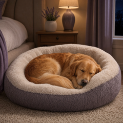 PupHush™ Calming Den — Plush Donut Bed with Washable Zip Cover